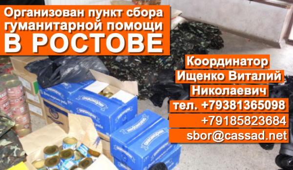 в Ростове-на-Дону создан гуманитарный центр по работе с гуманитарной нелетальной помощью для Новороссии.